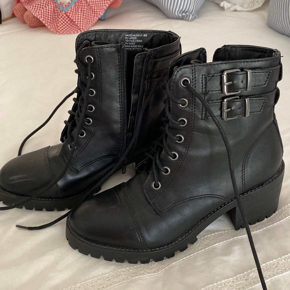 Steve Madden Black Combat Boots